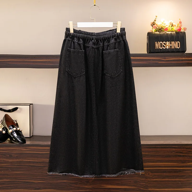 Imagem -02 - Saia Jeans Grande Linha a Feminina Saias de Algodão Split Midi Moda Feminina Tamanho Grande Roupas de Verão Y2k 3xl 4xl 5xl 6xl 7xl