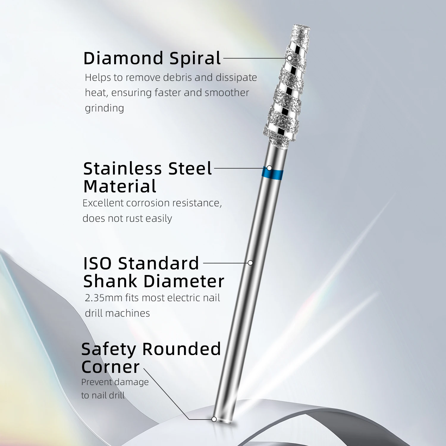 Tornado Diamond Nail Drill Bits Spiral Drill Milling Cutter For Manicure Electric Machine Accessory Nail File Gel Remover Tool