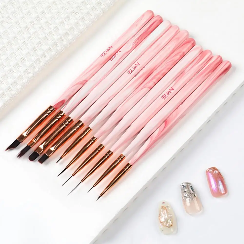 Nail Design Pen Nail Drawing Pen Create Stunning Nail Art Designs with Marble Pattern Wood Pole Metal Nylon Brush Nail Pen