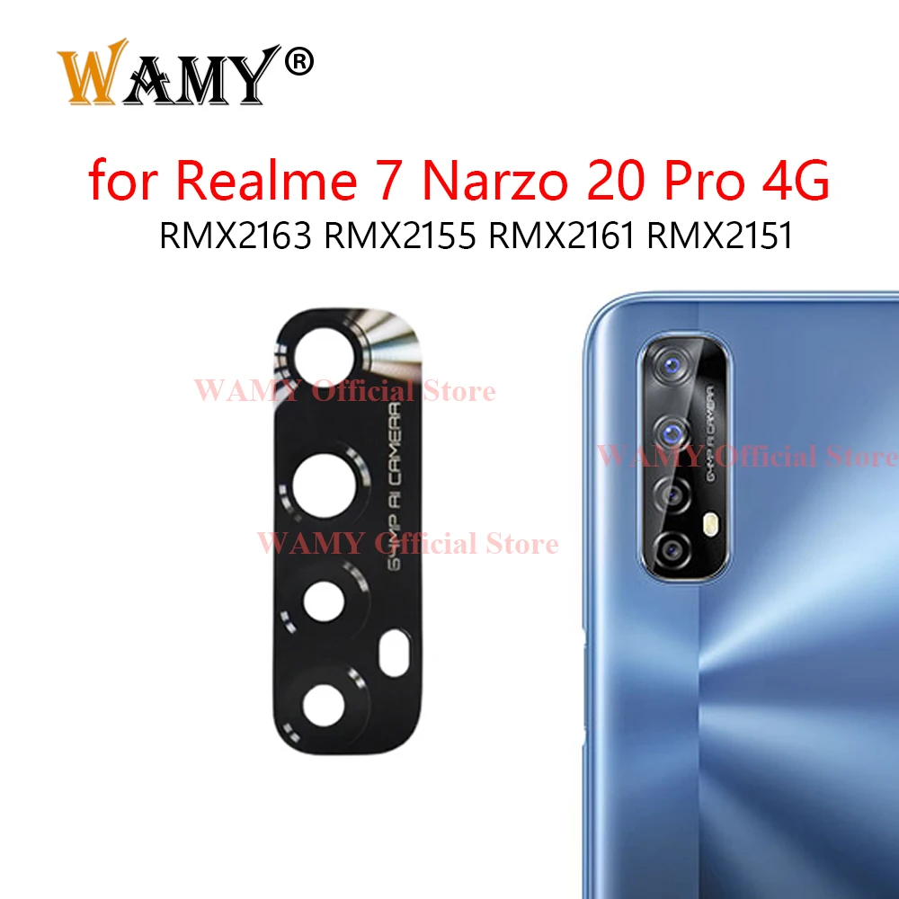 WAMY Rear Back Camera Glass Lens Replacement for Oppo Realme 7 Narzo 20 Pro 4G RMX2155 RMX2161 RMX2151 RMX2163 With Sticker