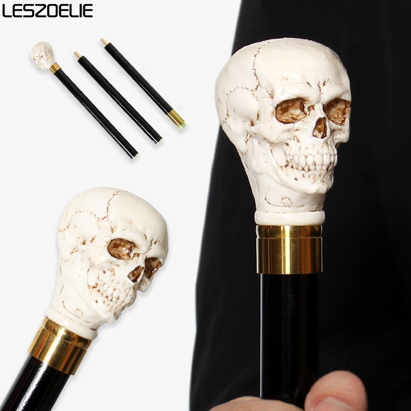 93cm-skull-head-black-german-beech-wooden-walking-stick-3-piece-fashionable-decorative-cane-for-men-and-women-party-accessory