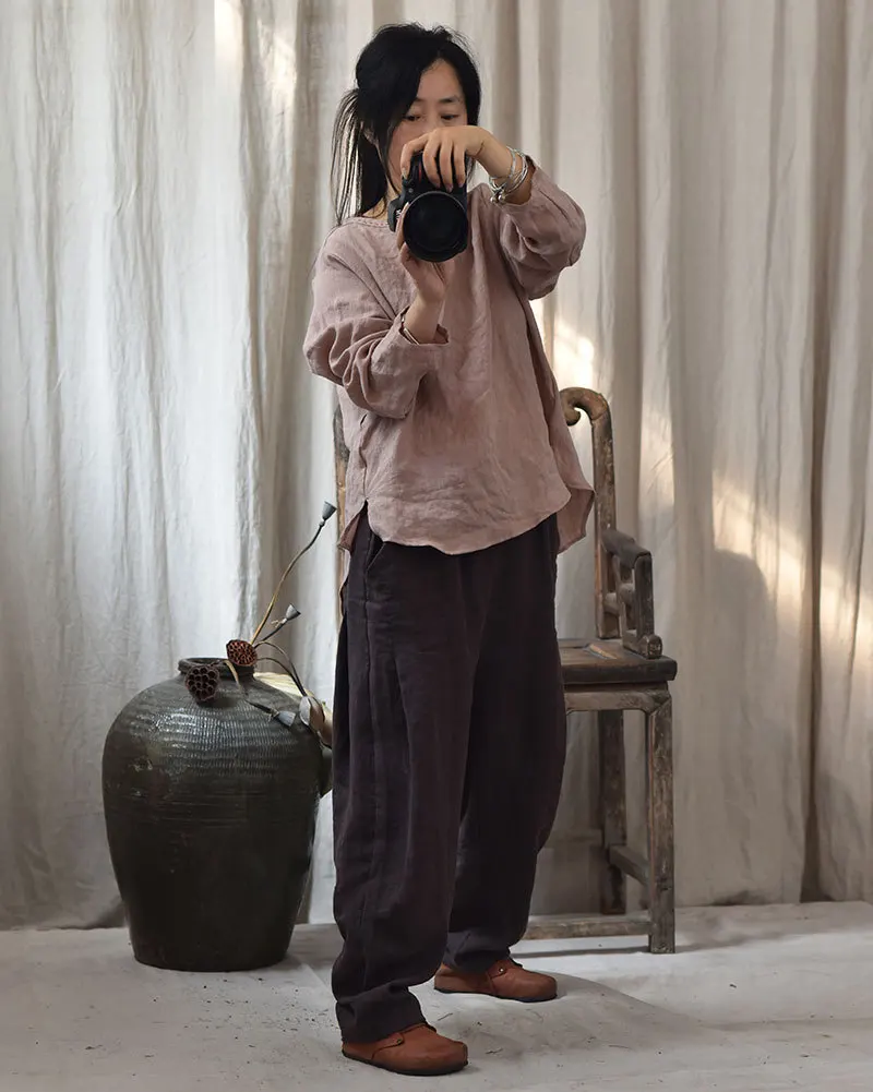 

Оригинальные ретро-брюки из льна для женщин, весна-осень, новые, с ручной вышивкой, свободные, повседневные, художественные, с 3D-кроем, широкие штанины