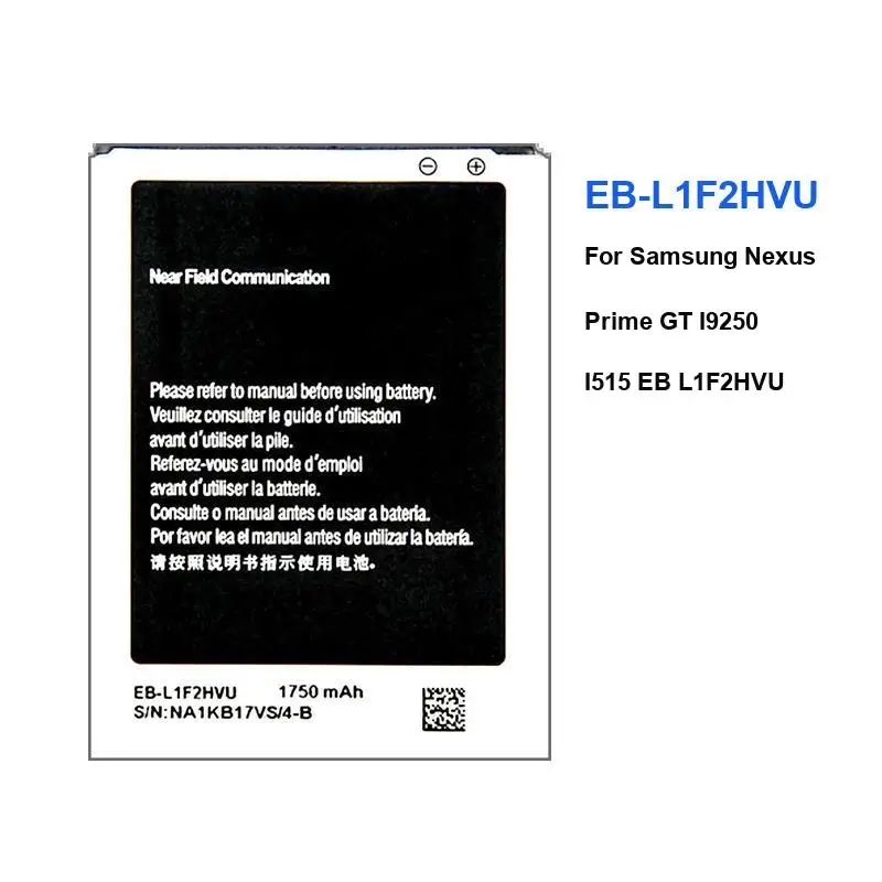 

For Samsung Nexus Prime GT I9250 I515 Mobile Phone Battery Rapid Charging 1750Mah Good Low-Temperature Performance EB-L1F2HVU