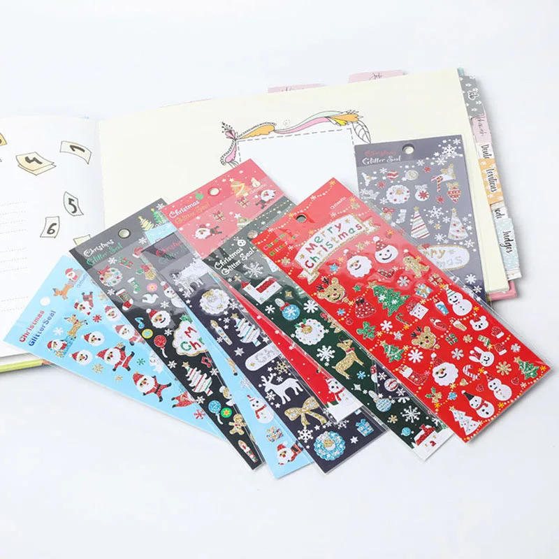 

Kit 8 Sheets Merry Christmas Glitter Stickers Set