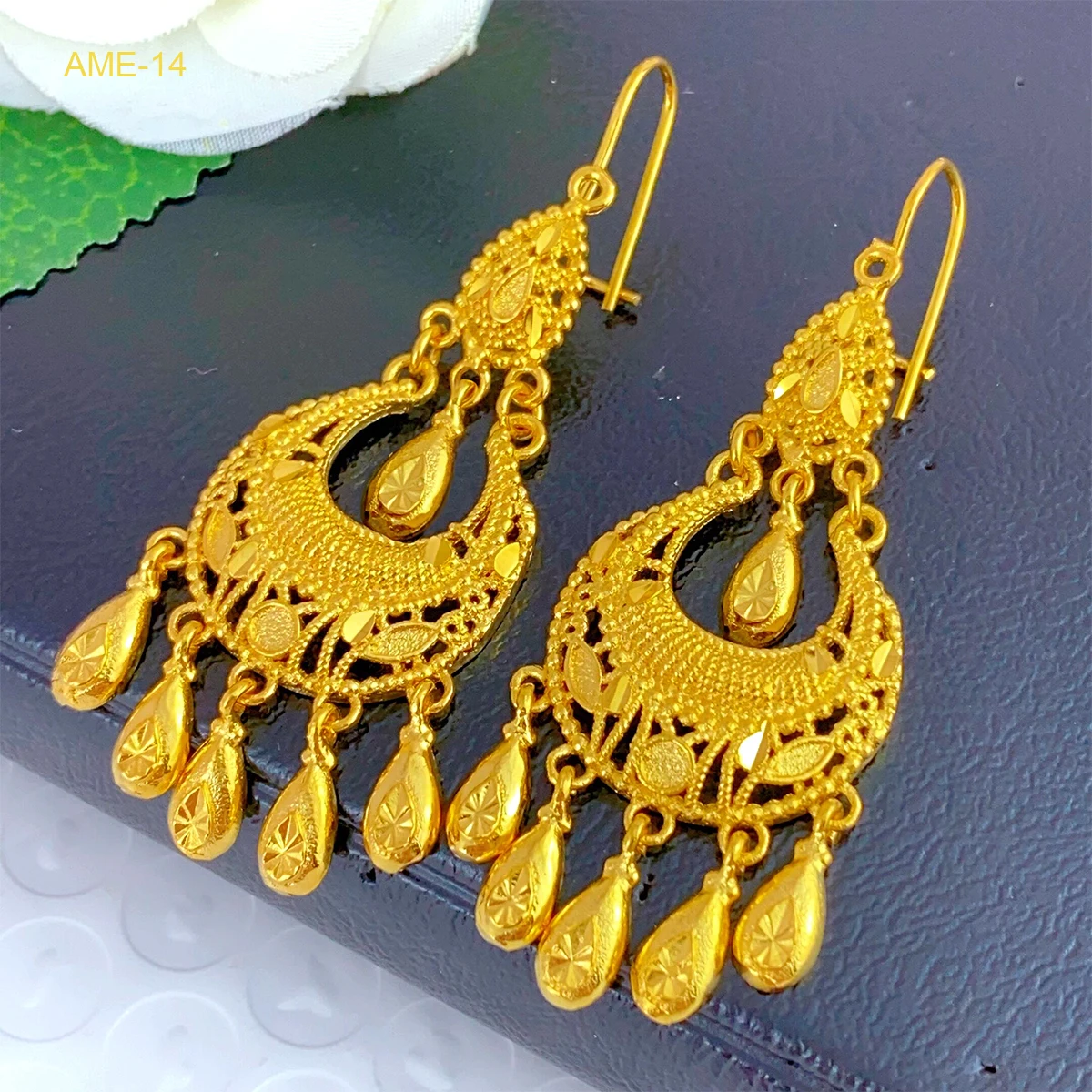 Pendientes indios para mujer, aretes colgantes de borla de diseño, Color dorado de 24k, accesorios para fiesta africana de Dubái, regalos de boda