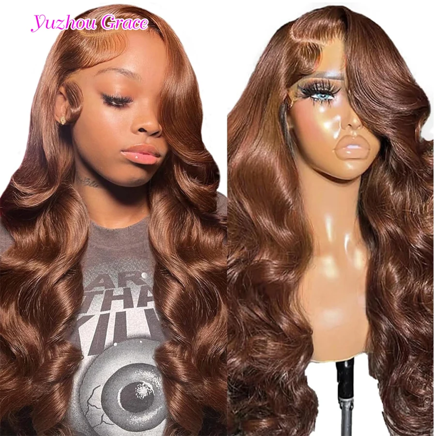 4# Brown Lace Front Human Hair Wigs Body Wave 13x4 Lace Frontal Wig Glueless Human Hair 13x6 HD Lace Wigs for Women Yuzhou Grace