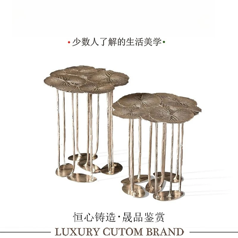 Light luxury art sense creative pure copper edge few living room sofa designer high-end combination edge few furniture