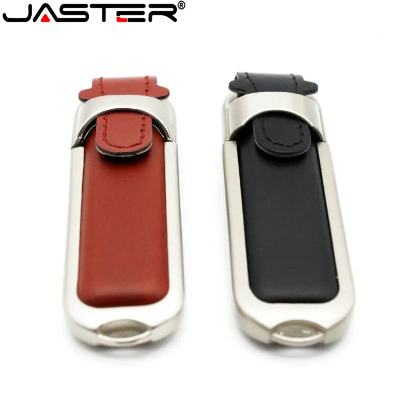 JASTER Leather Pen Drive 128GB Business Gift USB Flash Drive 64GB Black Memory Stick 32GB Real Capacity USB Flash Memory 16GB 8G