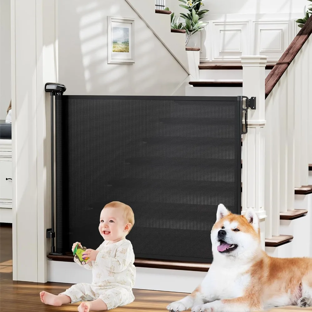 Retractable Baby Gates for Stairs,Retractable Dog Gate Indoor Extends to 54