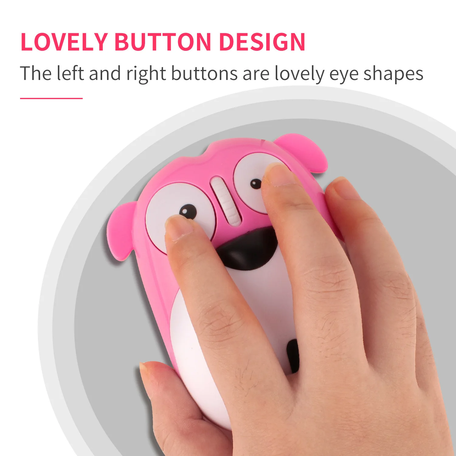 2.4G Cute Dog Design Rechargeable Wireless Mouse Cartoon Animal Mute Optical Mice Home Office Use Perfect Gift for Girls&Kids