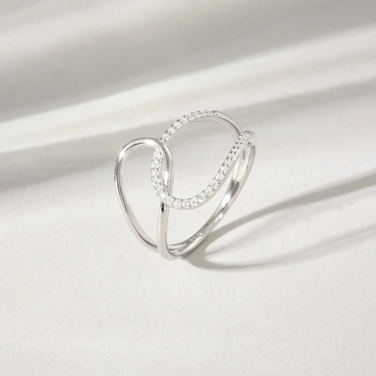 VEWANT 925 Sterling Silver Double Loop Irregular Circle CZ Zircon Ring 2026 New Trendy Rock Punk Fine Party Jewelry for Women