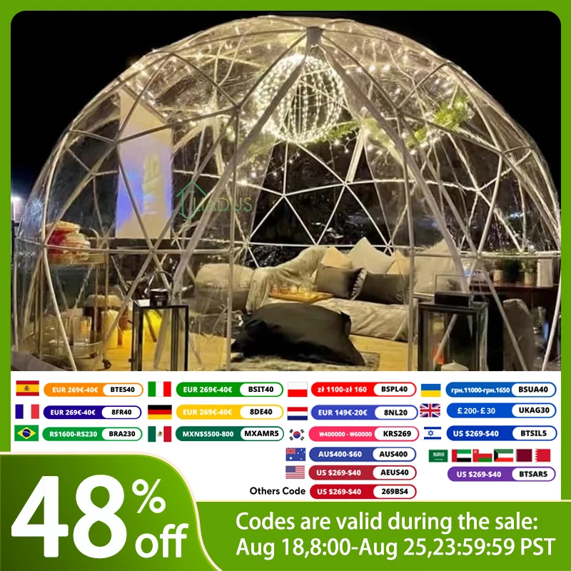 

3.6M TPU Transparent Clear Bubble Dome Tent / Outdoor Event Party Camping Cafe Dining Plastic PVC Garden Igloo Dome Tent Luxury