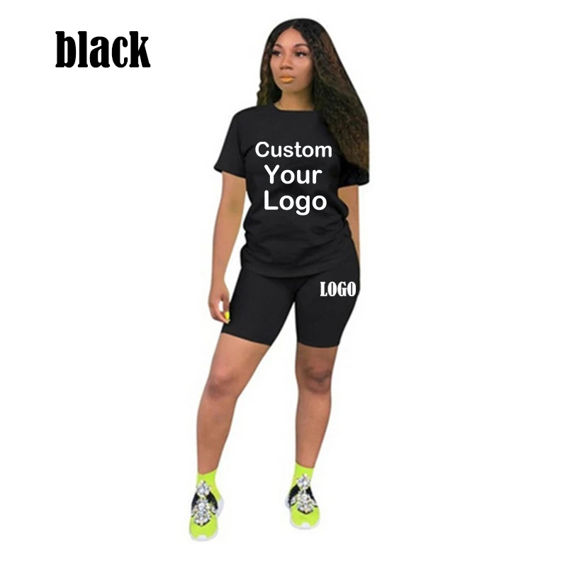 Women Solid Sport Suit Casual Two Piece Set Short Sleeve Tee + Shorts Above Knee Pants Suit Sexy Outfits