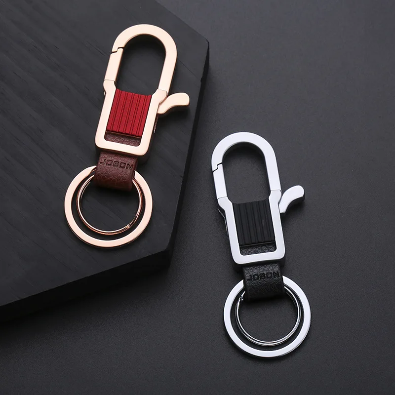 Jobon Luxury Men Key Chain Custom Lettering Car KeyChain Buckle Women Classic Key Ring Holder Durable Best Gift Carbine Jewelry