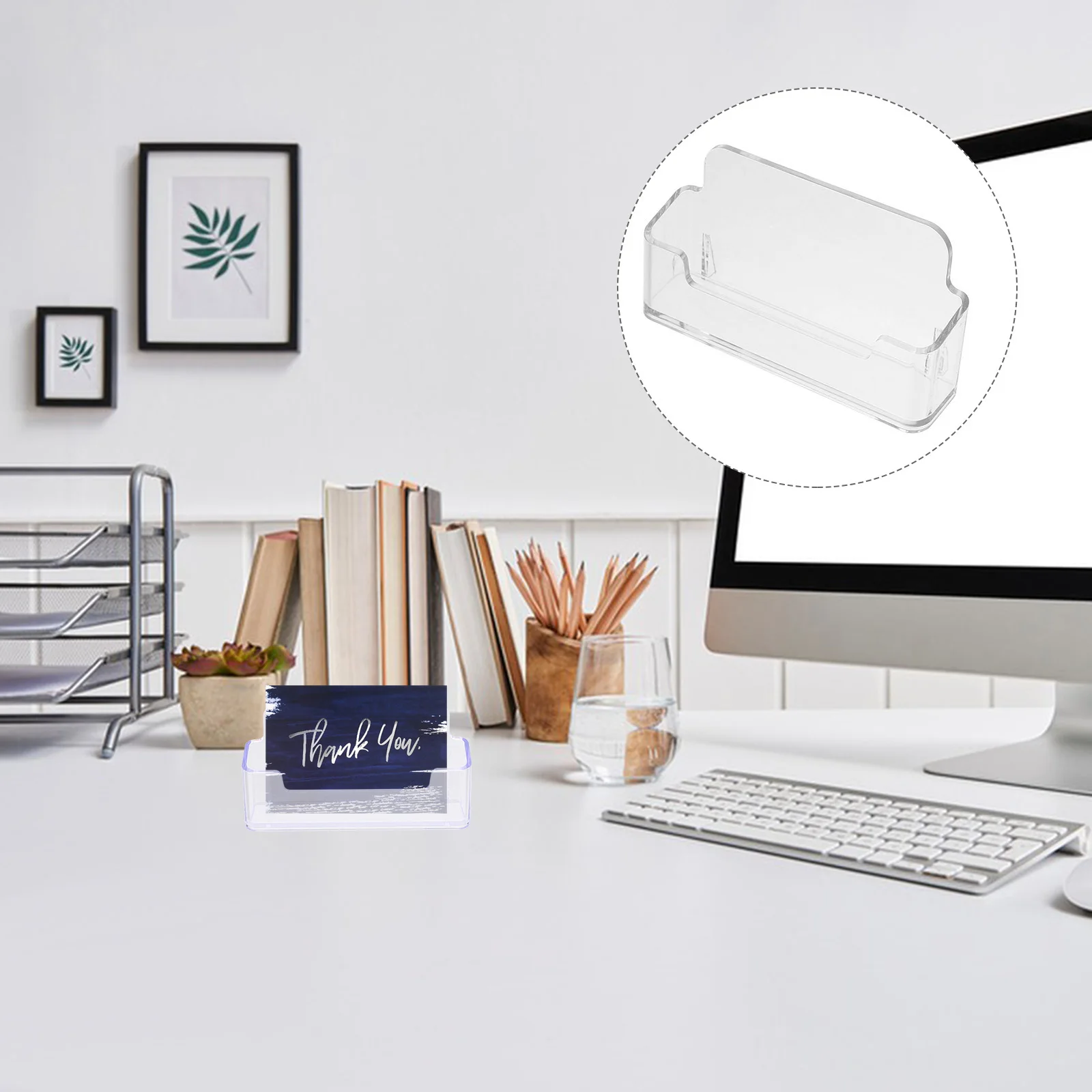 

3Pcs Acrylic Card Holder Transparent Business Card Organizer Sturdy Desktop Storage for Office and Home Business Cards Holder