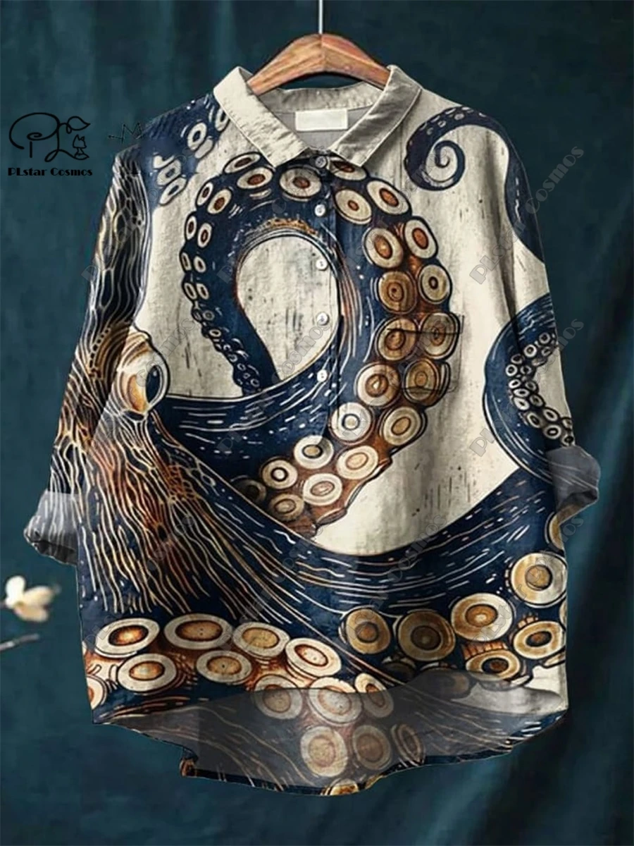 قميص مطبوع عليه زهور من PLSTAR للسيدات ، كلاسيكي ولطيف ، ترفيهي وفضفاض ، أنبوب مفتوح ، ترفيهي ، طباعة حيوانات ، جديد #6