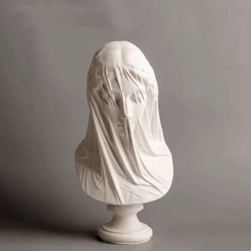 Classical European Veiled Woman Bust Sculpture - Creative Half-Length Figurine, Elegant Tabletop Centerpiece & Home Decor