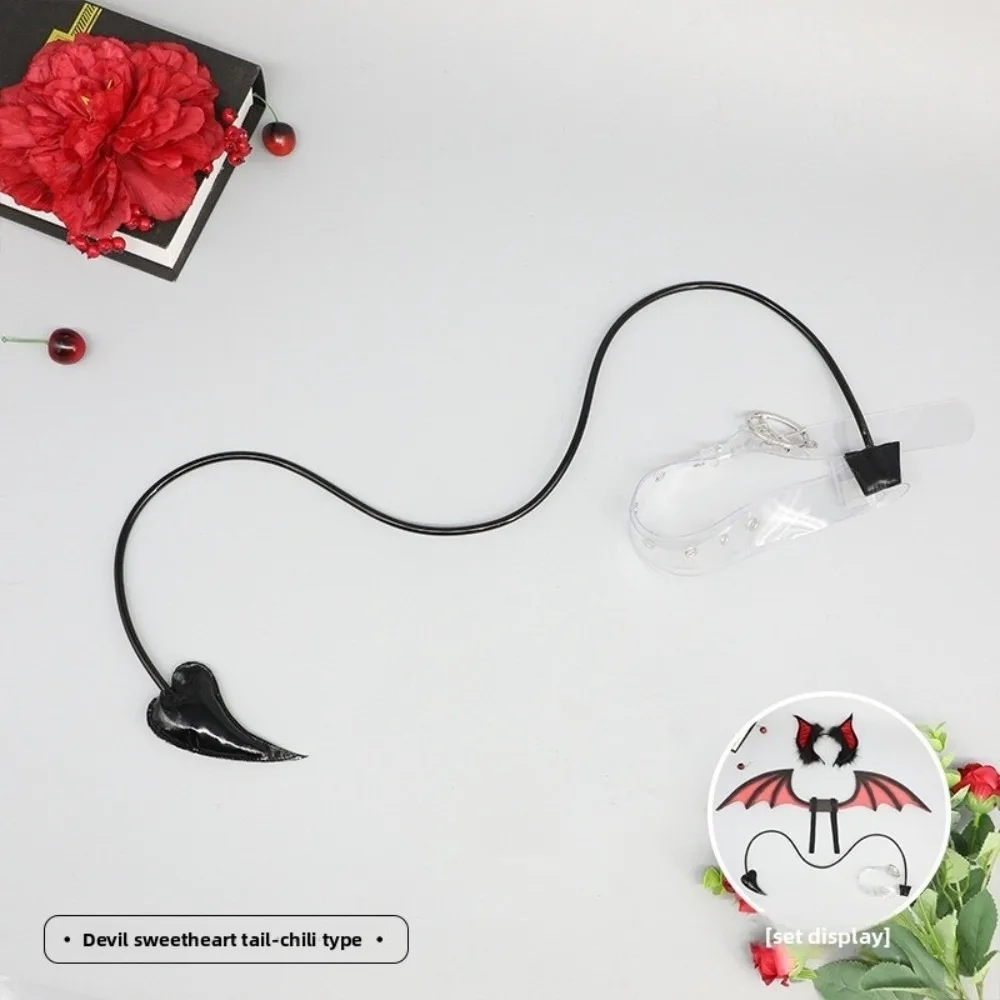 

Little Demon Sweetheart Tail Universal Black Bat Tail Waistband Arrow Heart Style Adjustable Cosplay Costume Party Accessories