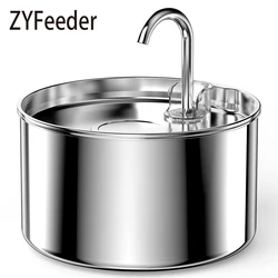 ZYFeeder 2.2L/74oz Cat Automatic Water Fountain Stainless Steel Cat and Dog Pet Drinking Bowl Water Dispenser ( No 5V 1A Plug)