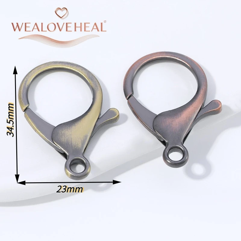 armband verschluss，34,5mm Antik-Bronze Messingbeschichteter Großer Karabinerhaken Endverbinder DIY Schmuckzubehör für Armband- und Halsketten-Herstellung – Detail 16