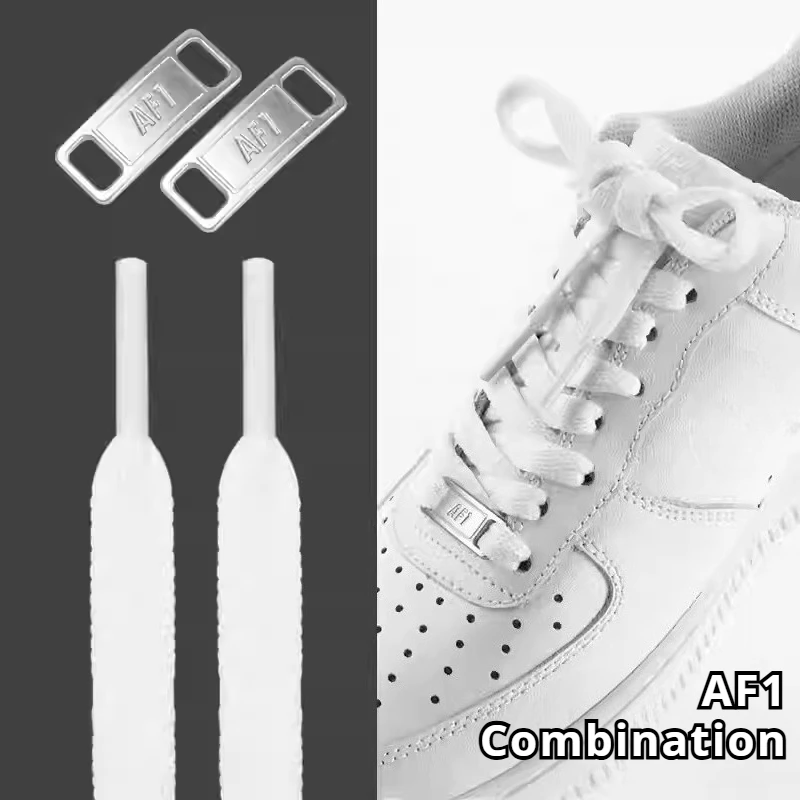 AF1 Shoelaces & Buckles Set Flat Shoe Lace with Metal Tag Combination Replacement Laces for Men Women Custom Sneaker Accessories
