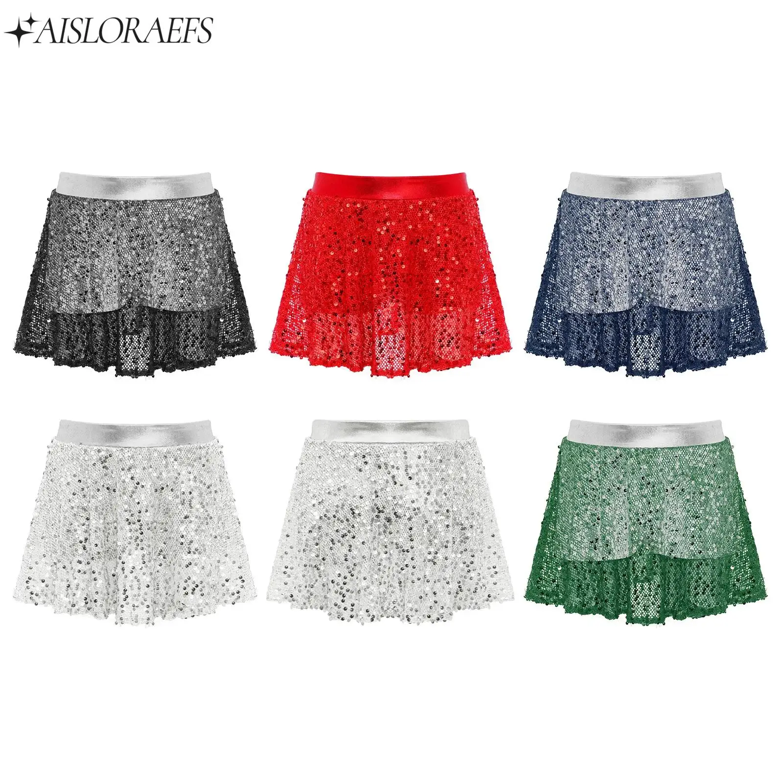 

Детские блестящие танцевальные юбки, юбки-пачки с блестками для девочек со встроенными шортами, детский гимнастический костюм для выступлений на день рождения