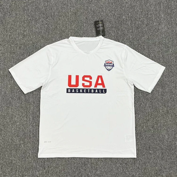 2025 nuevo modelo 2025 nueva camiseta del equipo de ensueño de EE. UU. Traig de baloncesto nacional de secado rápido manga corta calentamiento tiro ropa de calle Fash