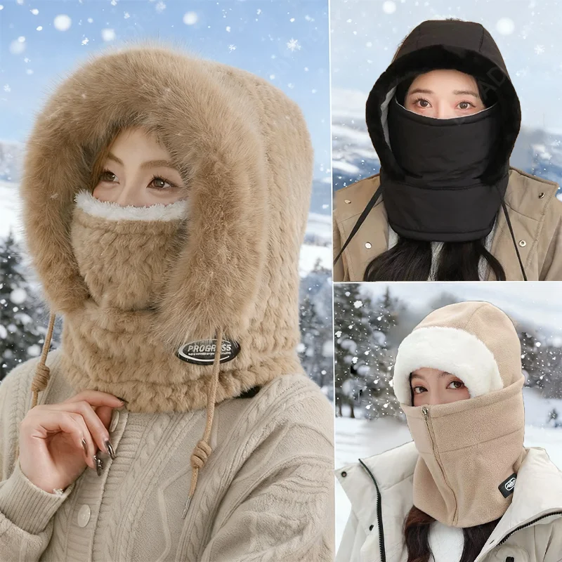 

Winter Hat Scarf Mask 3in1 Balaclava Cold Weather Windproof Riding Skiing Ear Protection Warm Face Cover Thermal Protection