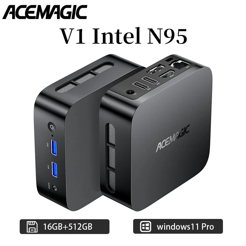Mini PC ACEMAGIC V1 Intel Alder Lake-N95(4C/4T fino a 3,4GHz)16 GB DDR4 512 GB M.2 SSD Micro computer Desktop PC Mini computer