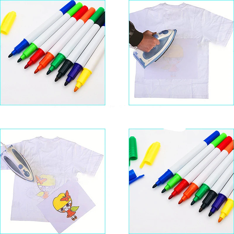 6 Colors 1pcs Iron On Transfer Markers Infusible Ink Pen Heat Sublimation Pens DIY Permanent Drawings On T-Shirts Pillow Clothes