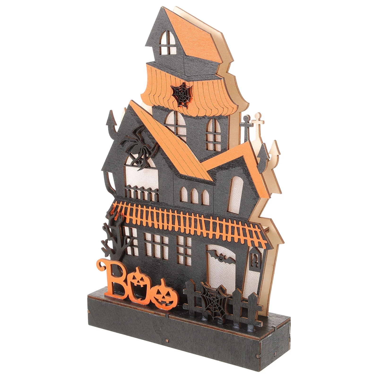

1pc Ghost Haunted House Decoration For Halloween Party Home Office Restaurant Desktop Decor Wooden Small Haunted House Halloween