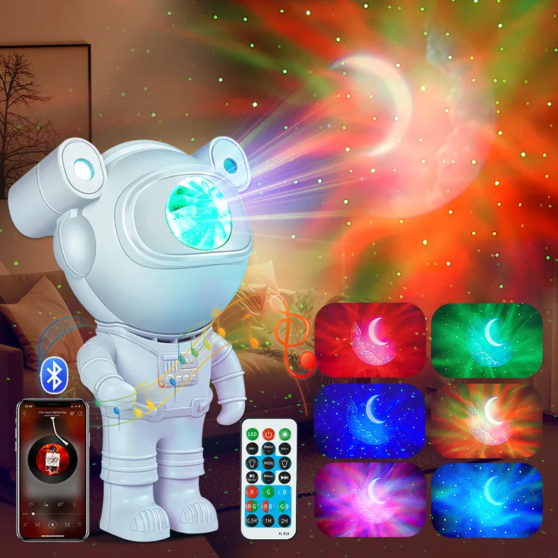 Bluetooth Astronaut Galaxy Projector Night Light Gift Starry Sky Moon Star Led Bedroom Night Lamp Home Decorative Children Gifts