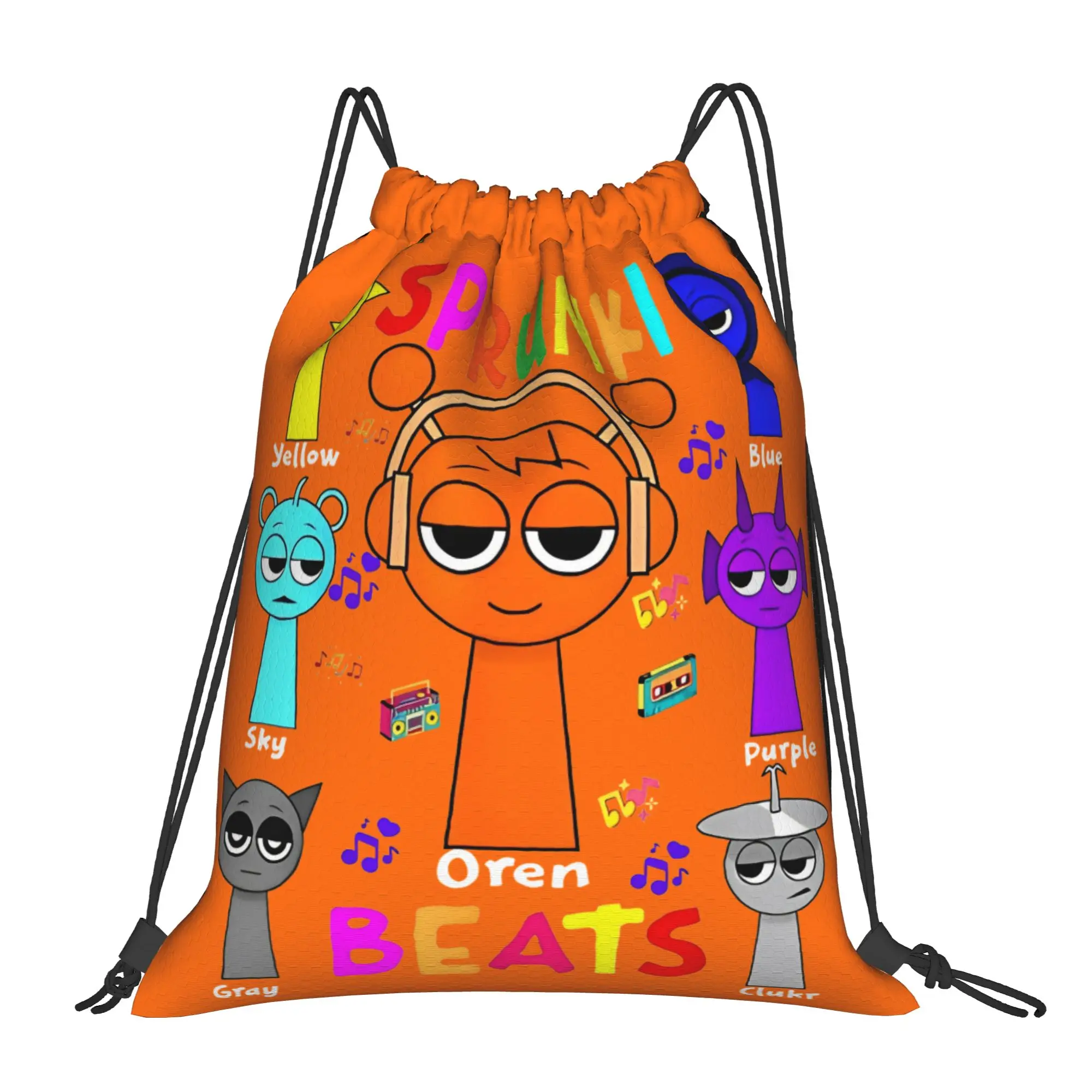 Sprunki Gaming Bag Drawstring Backpack Sports Gym Sackpack Water Resistant Game String Bag for Hiking 36cm (W) x 43cm (H)