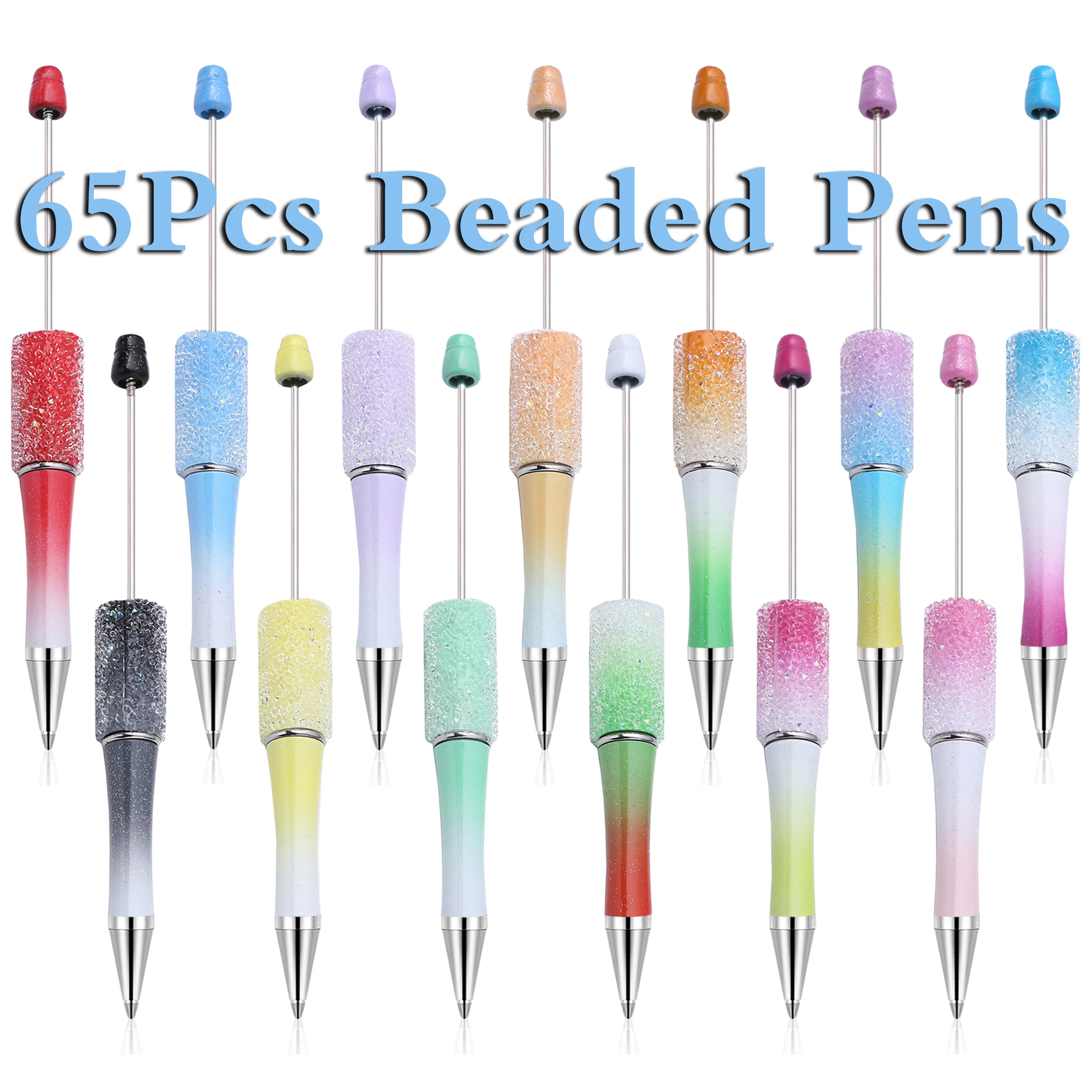 

65Pcs Wholesale Full Star Beaded Pen Creative DIY Handmade Sticker Set Diamond Beaded Ballpoint Pens