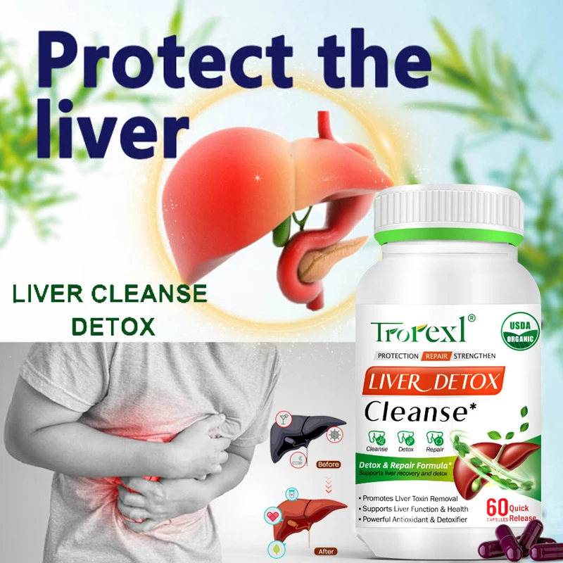 Liver Cleansing Detox Capsules Health Liver Support Colon Cleansing Repair Pills Prevent Cirrhosis Fatty Liver, Natural Herbal