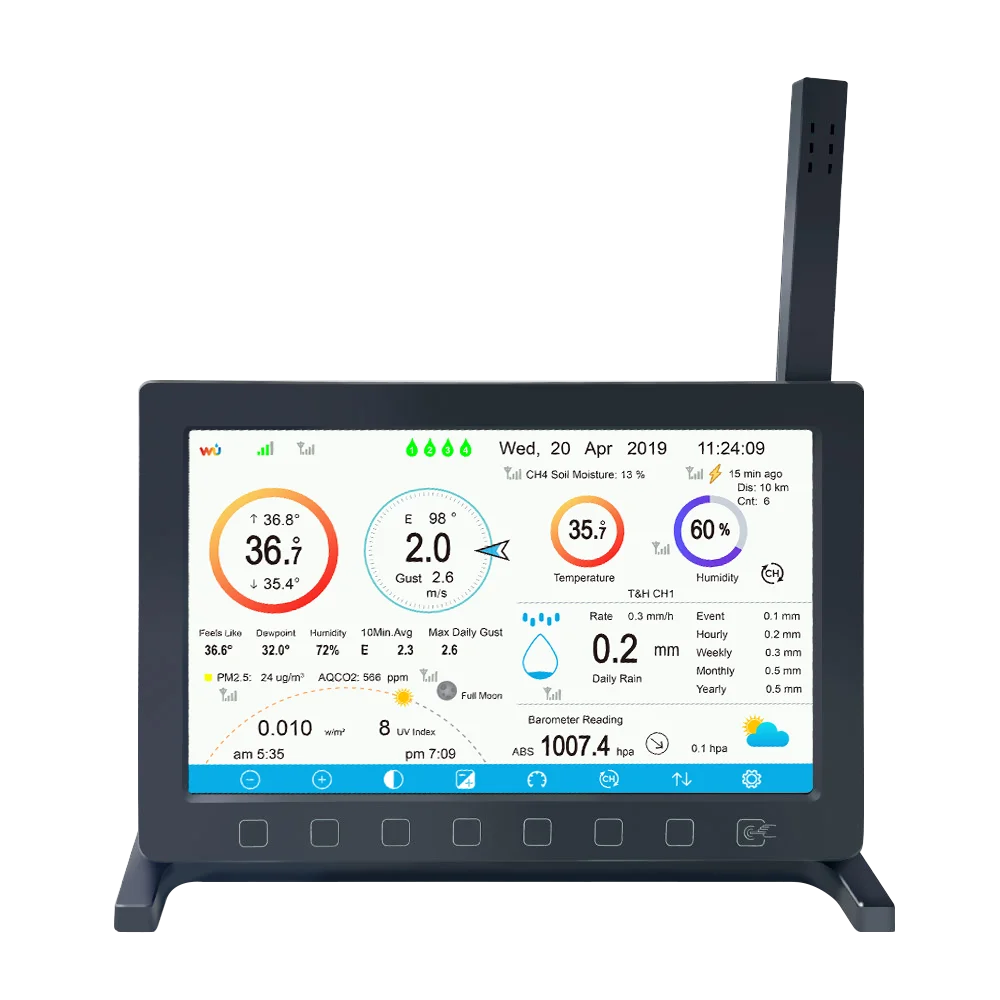 HP2560_C 7'' TFT Wi-Fi Weather Station Display Console Only, Multilingual Support, Compatible with Ecowitt Sensors