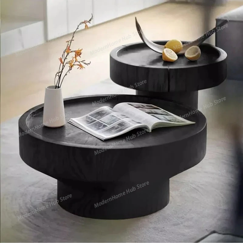 Nordic Stump Coffee Table Natural Wood Log Solid Wood Creative Minimalist Japanese Wabi Sabi Style Round Side Table