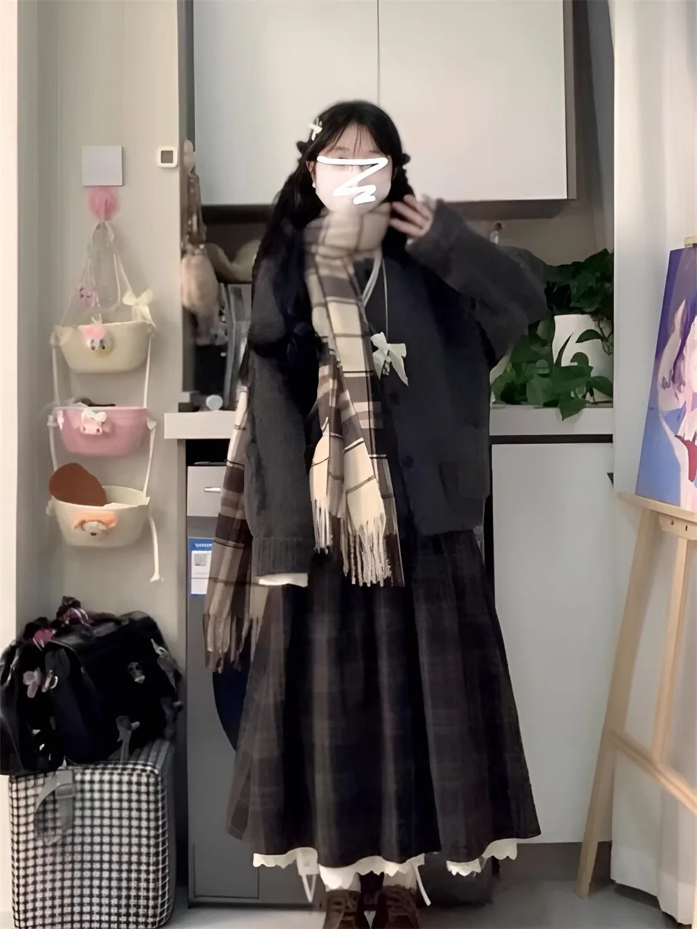 Fashionable Knitted Open Cardigan And  Skirt Set for Women Elegant Style Autumn Winter Collection High Waist Midi Skirt