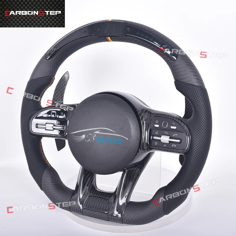 

For Mercedes Benz Carbon Fiber Led Steering Wheel W205 AMG W212 W213 CLA C300 W204 W246 GLB A45 E Class A Class Upgrade Leather