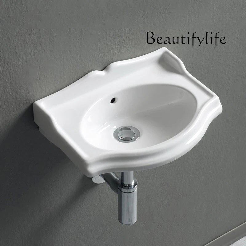 

Подвесная раковина в стиле ретро для небольшой квартиры, классическая британская простая раковина в стиле ретро, угловая мини-настенная раковина на балконе