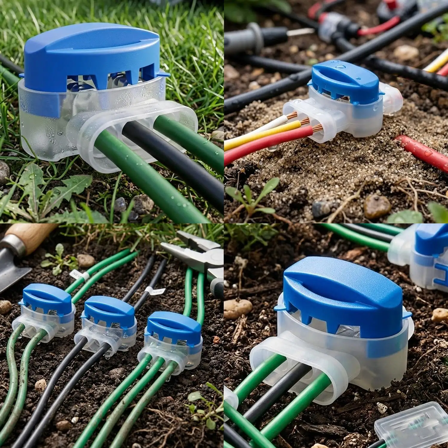 50/1x Electrical Wire Connectors Sealing Quick Splice Three-in-one Terminal Block Outdoor Waterproof for Robotic Lawn Mowers
