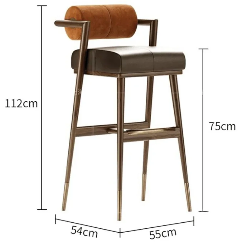

Современный креативный домашний высокий стул из массива дерева, легкий роскошный барный стул из нержавеющей стали.