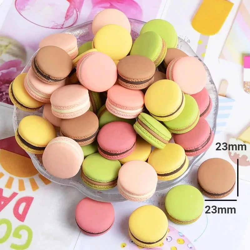 10 Stück Gemischte Mini-Simulations-Macarons Kawaii Kunstessen Scrapbook Flatback Resin Cabochon Mini-Spielzeugessen Bastelbedarf – Detail 1