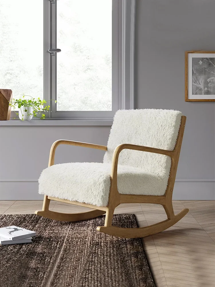 

Rocking Chair Adult Lazy Living Room Solid Wood Rocking Chair Sofa Recliner Balcony Color Rocking Chair Small Household