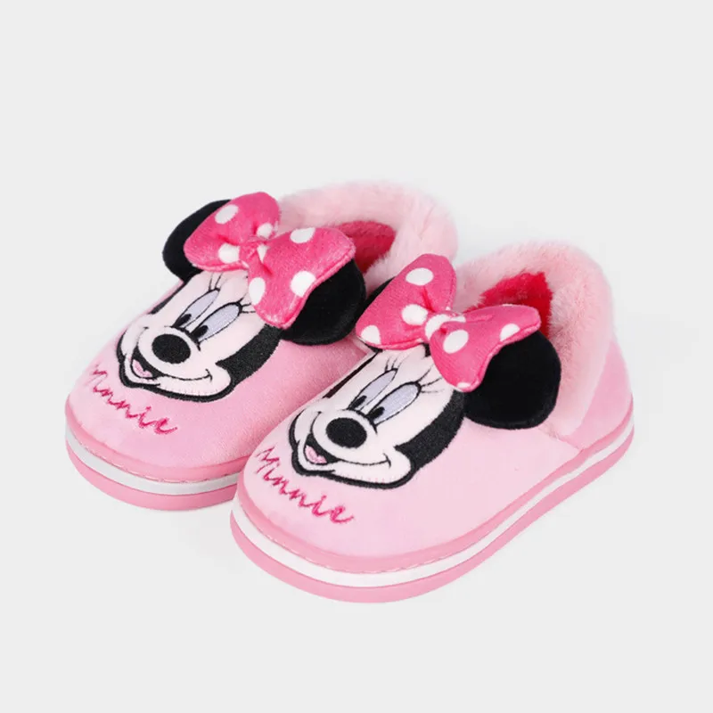 Disney Mickey Mouse Cotton Shoes Flats Baby Boys Girls Plush Winter Flats Shoes Child Girls Slip on Kids Warm Shoes Casual Flats