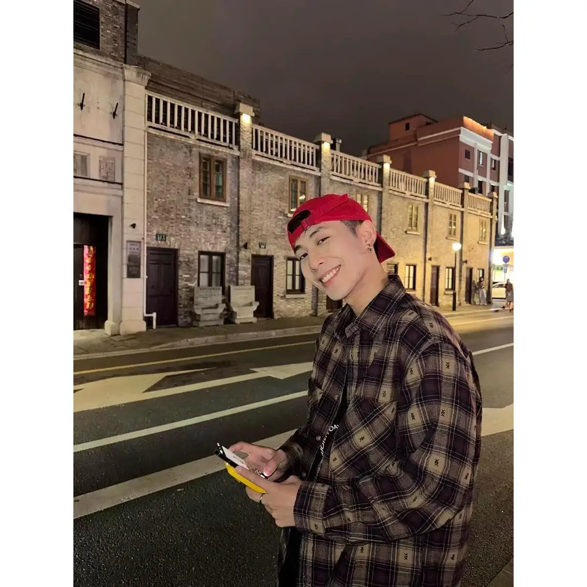 

American Retro Plaid Long Sve irt Men's Spring Autumn Loose Casual Outerwear Polyester Stand Fit Full Print Jaet