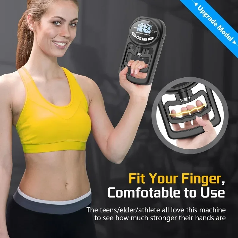 Grip Strength Tester Electronic Tester 396Lbs/180Kg Digital Dynamometer Grip Strength Meter USB LCD Screen Hand Dynamometer