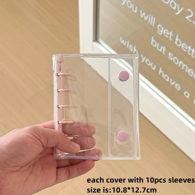 M5 Twin Clasp PVC Binder Transparent Soft Cover with Colored Clips Pocket Pages for Kpop Cards Photos Photo Album