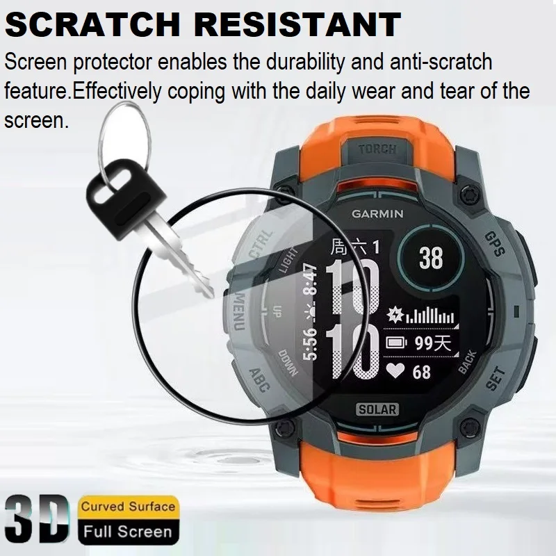 Garmin Instinct 3 50mm / 45mm 스마트 시계 전체 커버 보호 필름 용 3PCS 3D 곡선 가장자리 화면 보호기