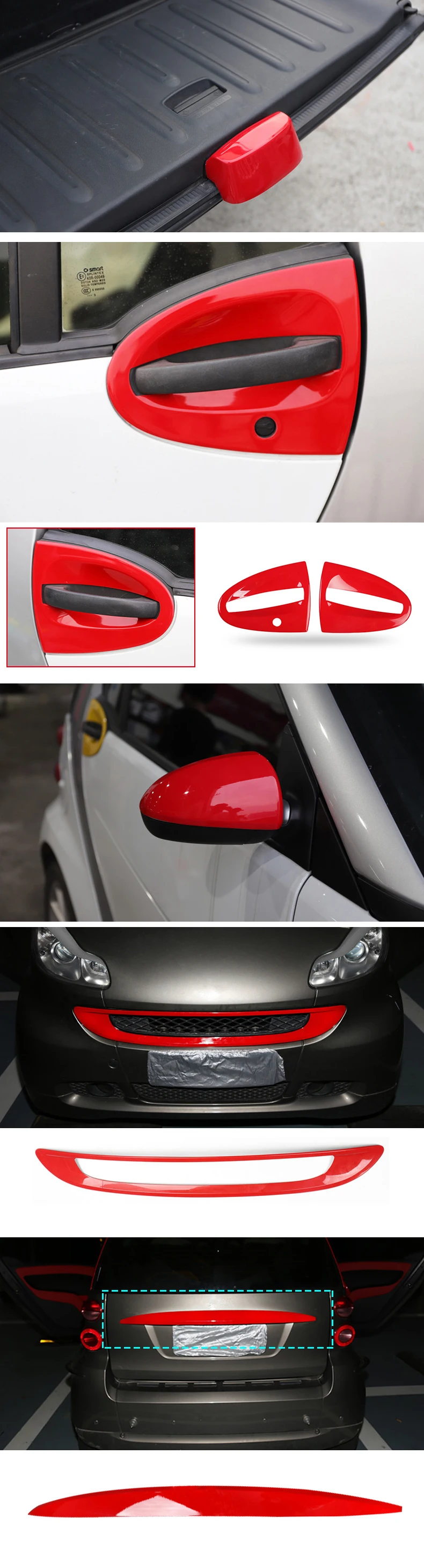 Red Interior and Exterior Decoration Cover for Smart 451 Fortwo description 5